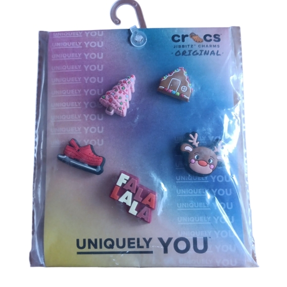 CROCS HOLIDAY JIBBITZ CHARMS CHRISTMAS SET OF 5 NEW - Picture 2 of 2